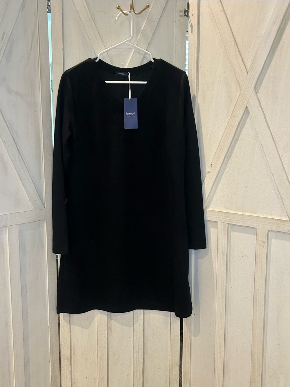 Sampeel Black Long-Sleeve Shift Dress